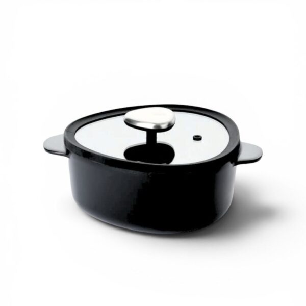 Fika Apex Pot Black cast aluminum 20cm with glass lid
