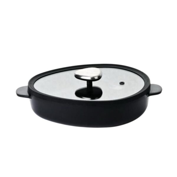 Fika Apex Low Pot Black cast aluminum 26cm with glass lid