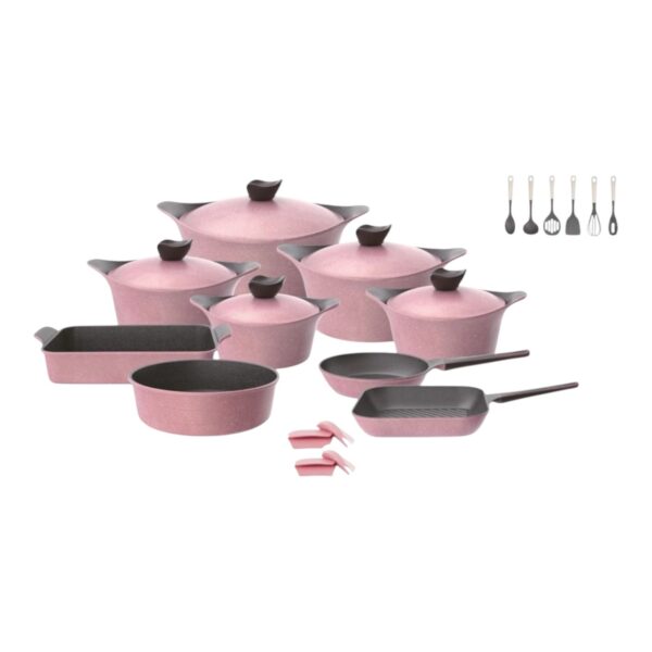 Neoflam Granite Aeni Pink Marble Cookware Set 24 Pieces