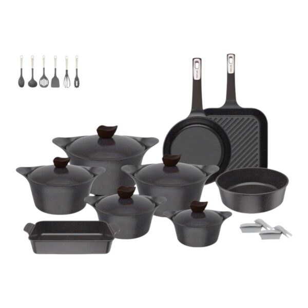 Neoflam Granite Aeni Black Marble Cookware Set 24 Pieces