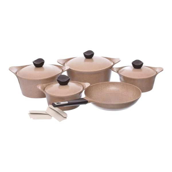 Neoflam Granite Aeni Coffee Brown Marble Cookware Set 11 Pieces