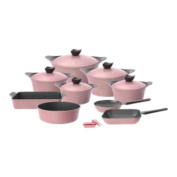Neoflam Granite Aeni Pink Marble Cookware Set 14 Pieces