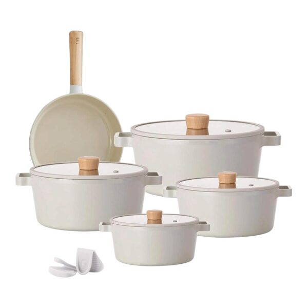 Neoflam  Aluminium Fika Beige Cookware Set 11 Pieces
